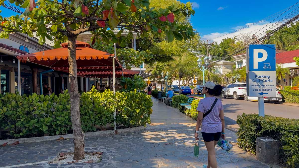 Reem walking through the streets of Tamarindo in Costa Rica
