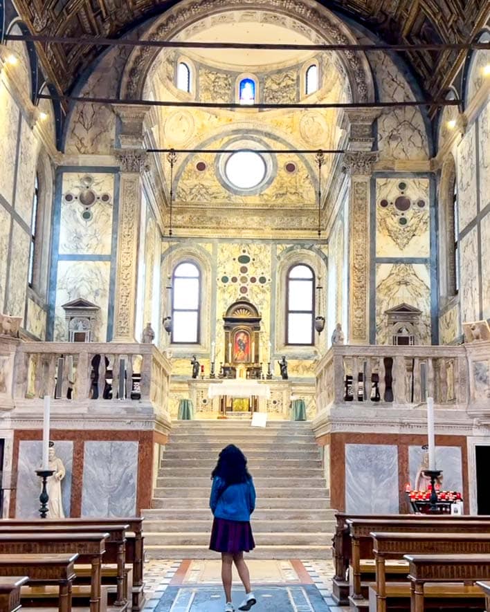 Interior of Santa Maria dei Miracoli church in Venice
