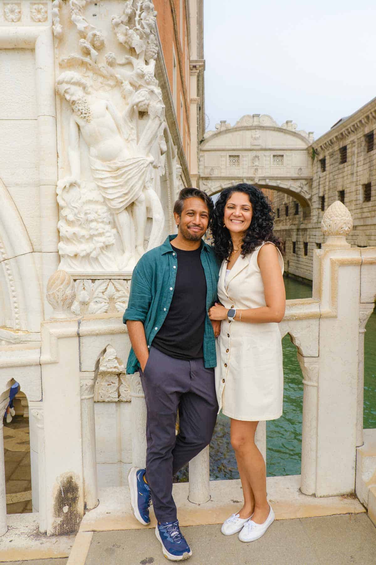 Riz and Reem at the Bridge of Sighs beside Doge's Palace in Venice